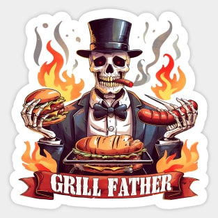 "Grillfather" Funny Skeleton Fatherhood Sticker